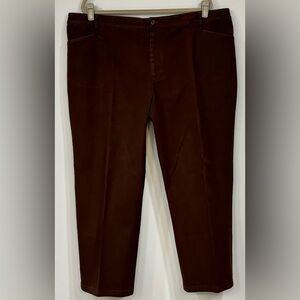 LAUREN by RALPH LAUREN Empire Brown Stretch Button and Zipper Waist Pants 22W